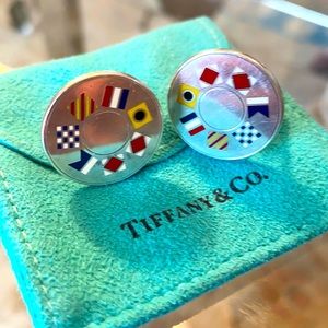 Tiffany Sterling Silver Nautical Flags Cuff links